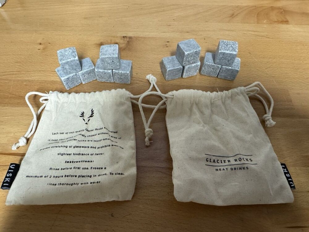 12 Cubes in Bags Viski Small Cubes Glacier Rocks (2 Sets of 6 each)